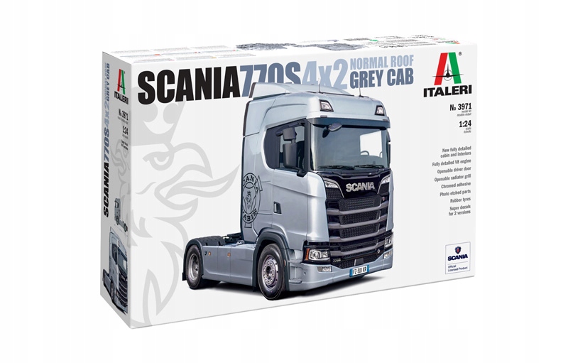 Italeri 3971 - Model 1:24 Scania S770 4x2 Normal Roof Grey Cab