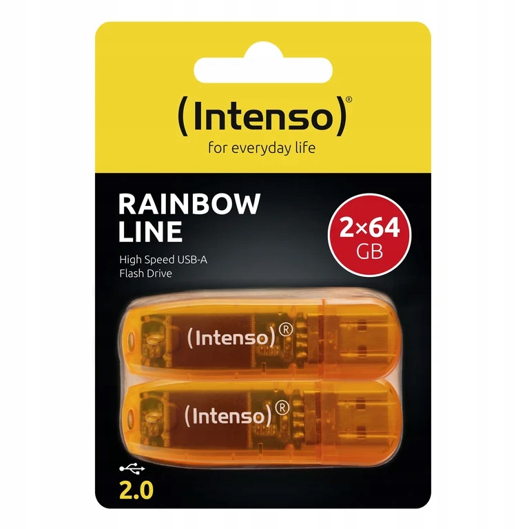 Intenso Rainbow Line 64GB Orange 2er – Wydajna pamięć USB w kolorze pomarańczowym