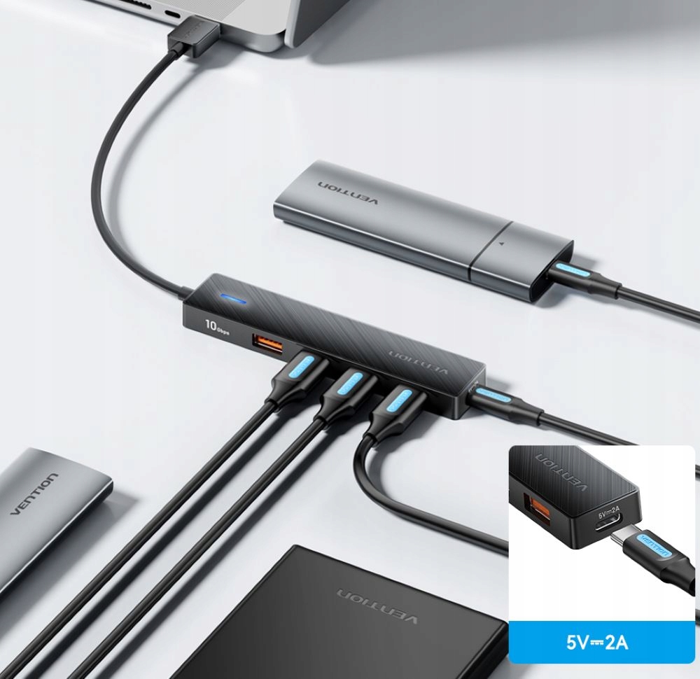 Zewnętrzne zasilanie 5V/2A – Stabilna praca z dużymi urządzeniami