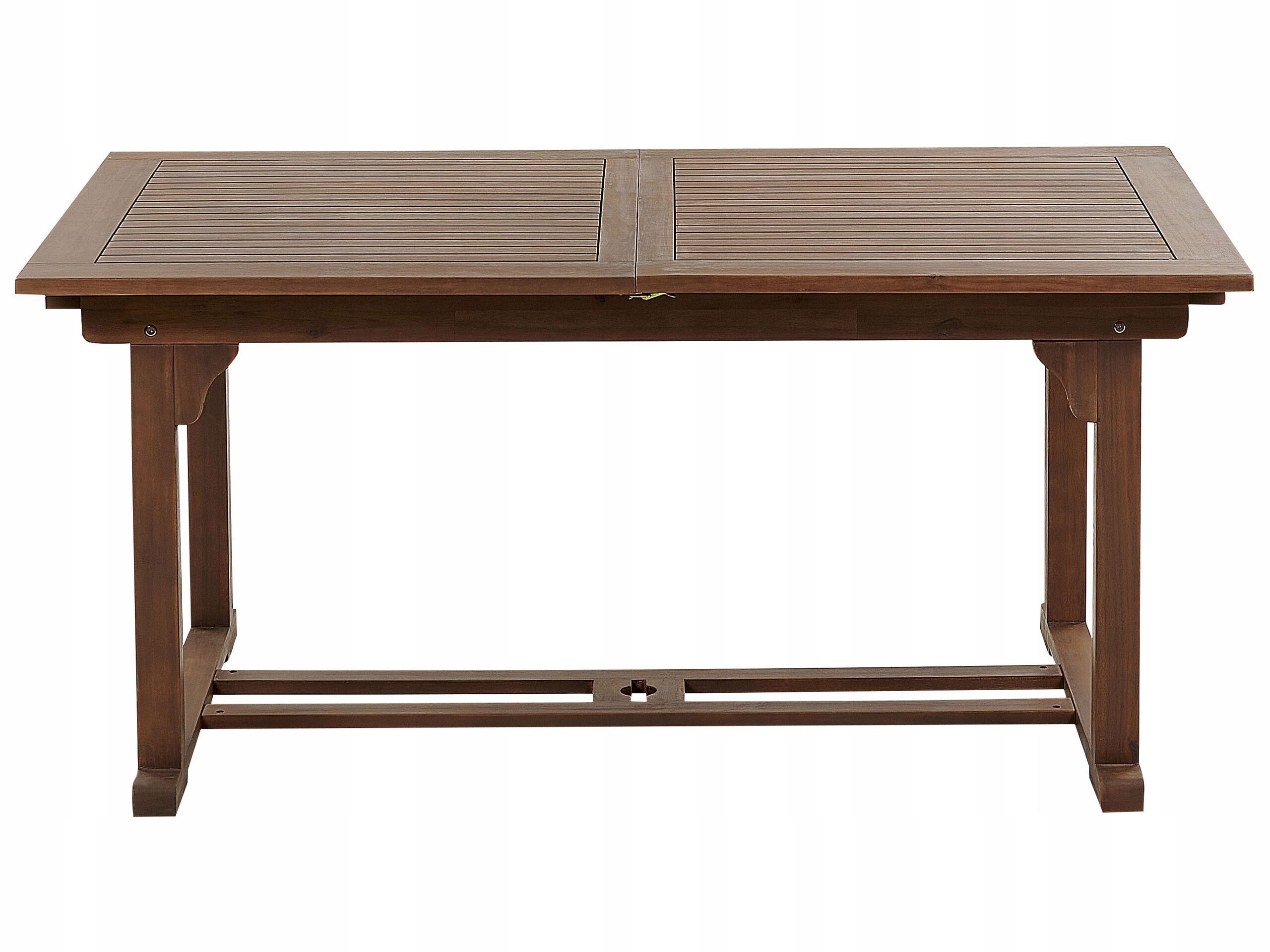 Beliani Rozkładany stół ogrodowy drewno akacjowe 160/220 x 90 cm ciemny AMANTEA – Elegancja w Twoim ogrodzie