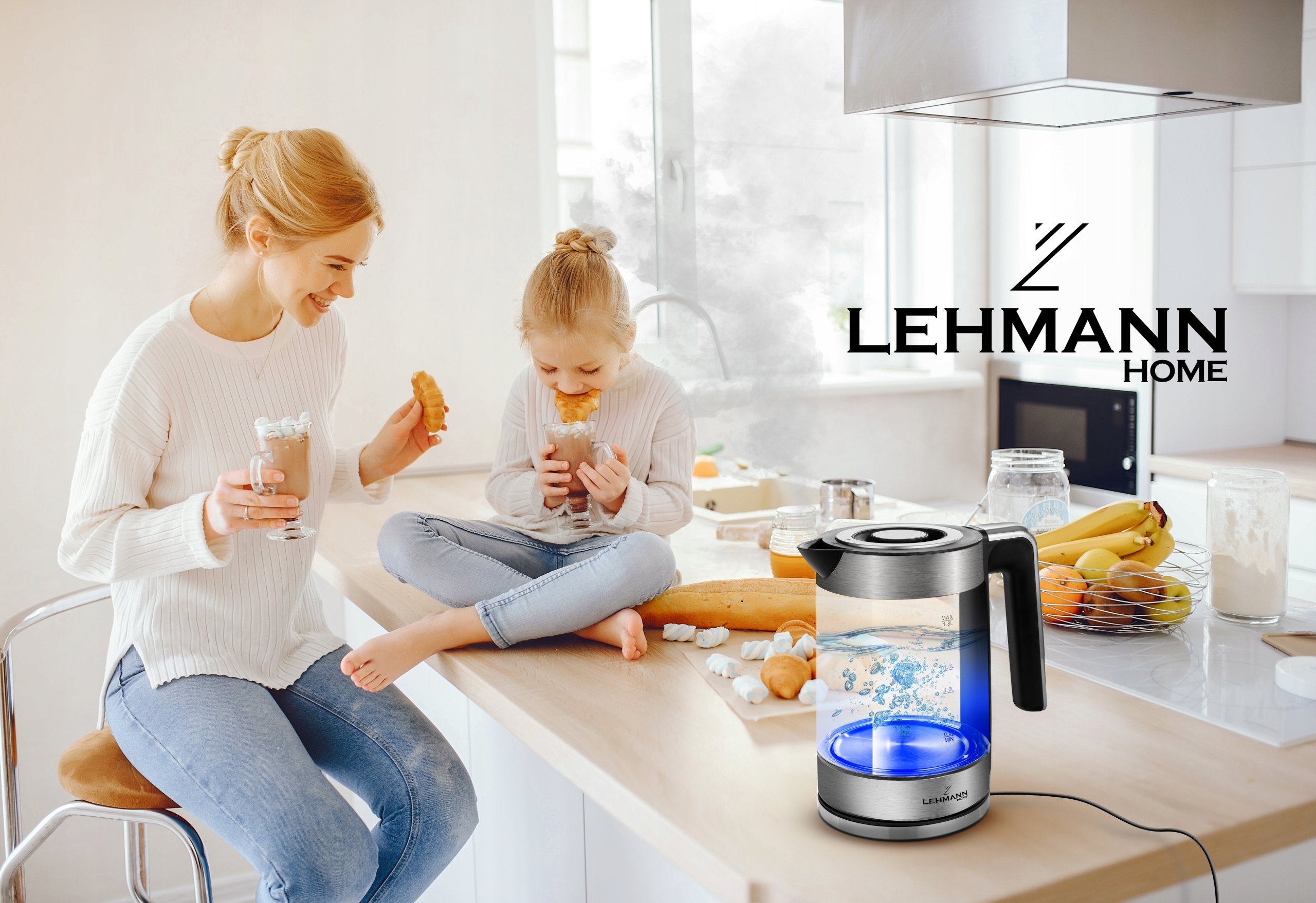 Czajnik elektryczny Lehmann 1,8L Czarno-Srebrny 2200W Stal Nierdzewna INOX EAN (GTIN) 5905999060187