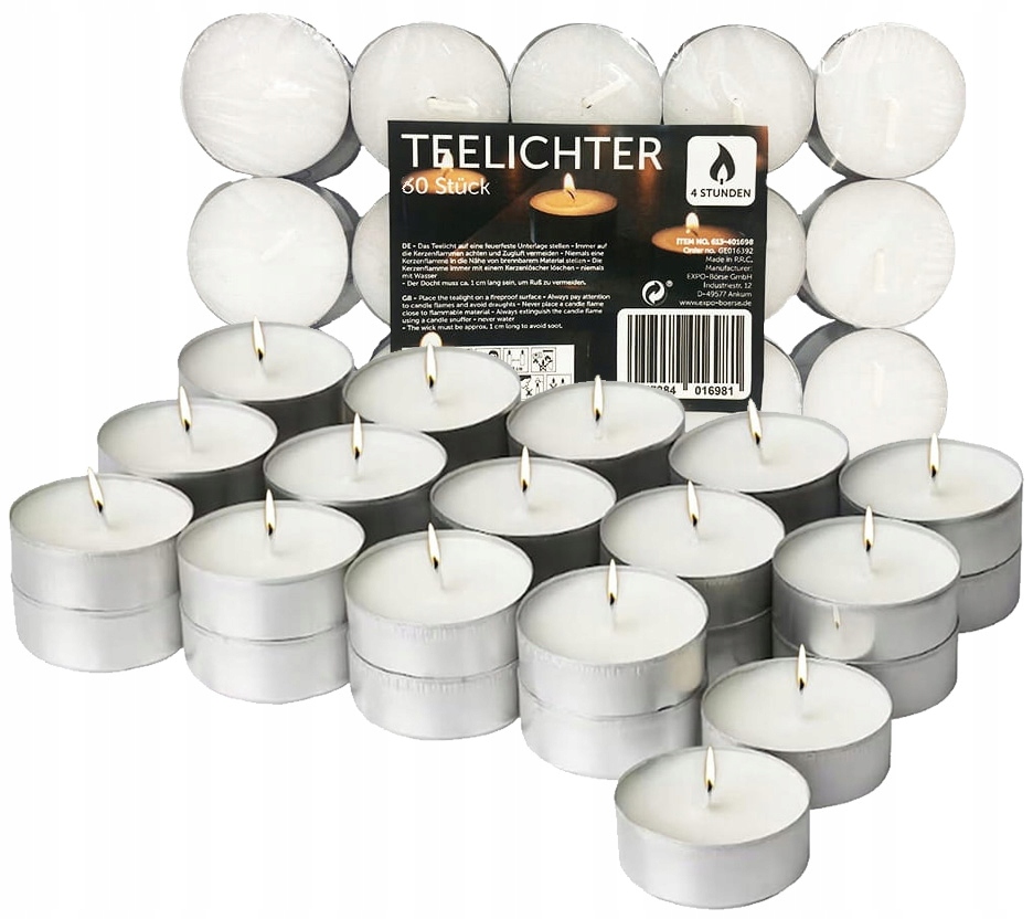 Niemieckie świeczki tealight Podgrzewacze bezzapachowe 60 sztuk – Idealne do Twojego domu