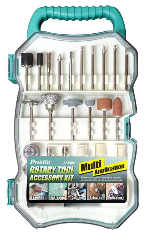 Zestaw końcówek szlifierskich 109 elementów Pro'sKit PT-5100 – Idealne akcesoria do szlifierki