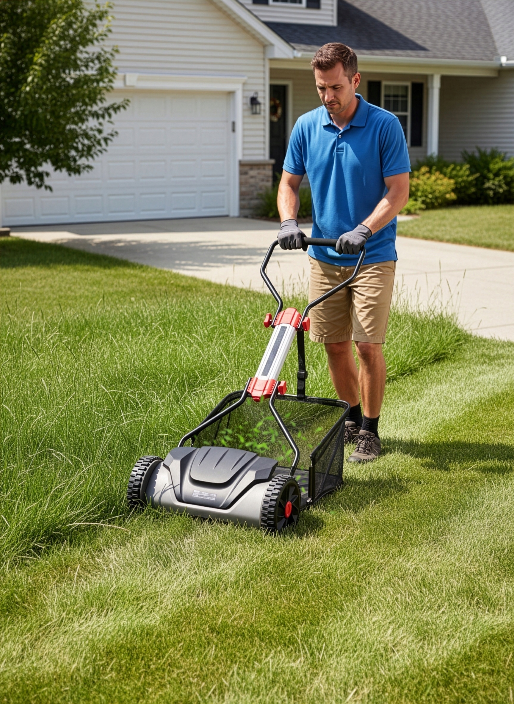 KOSIARKA RĘCZNA BĘBNOWA MECHANICZNA WRZECIONOWA PCHANA DUŻA KOSZ 30L 40CM Regulacja wysokości koszenia z regulacją