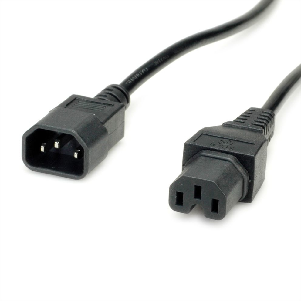 Kabel zasilający VALUE IEC320/C14 męski - C15 żeński, czarny, 3 m