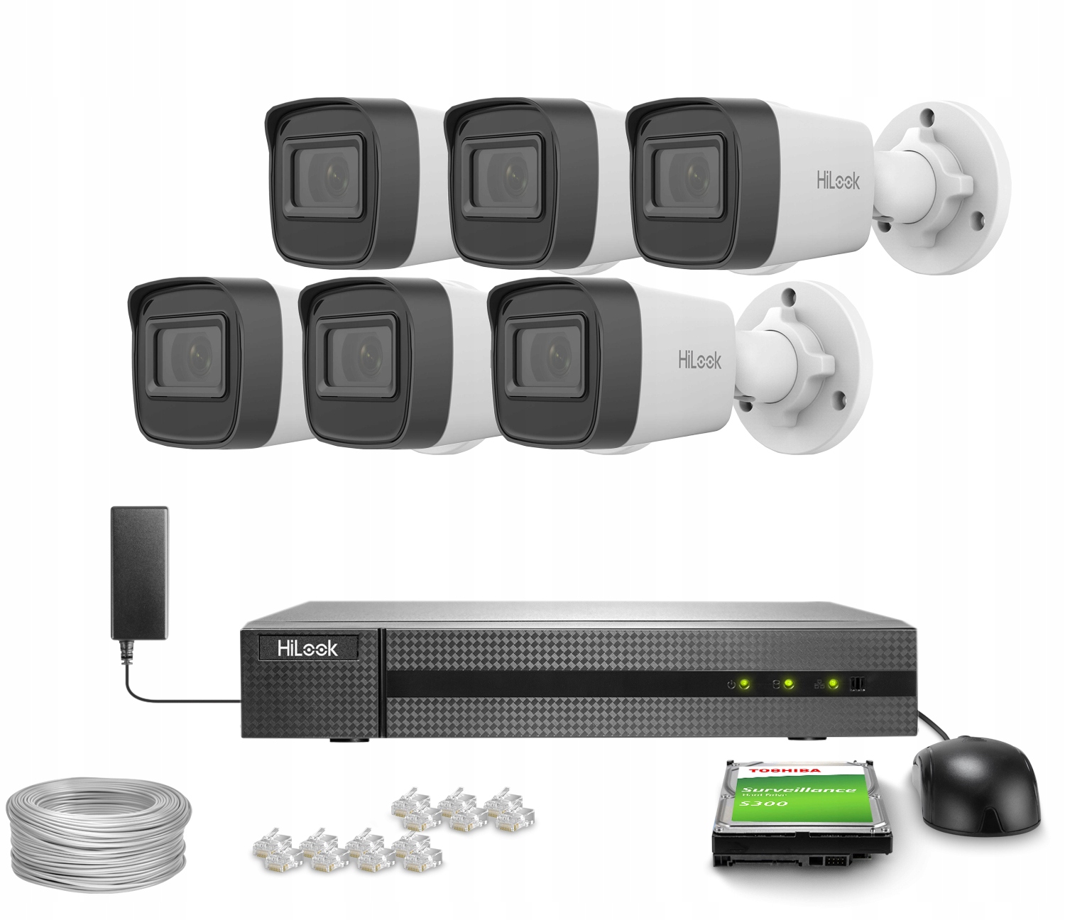 Zestaw do Monitoringu 6x IPCAM-B4-P 2K+ PoE IR 20m, H.265+ HiLook Hikvision – Bezpieczeństwo na wyciągnięcie ręki