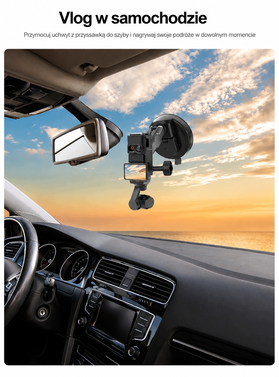 Uchwyt samochodowy metalowy z przyssawką do Dji Pocket 3 GoPro 3w1 – Idealne rozwiązanie dla miłośników nagrywania