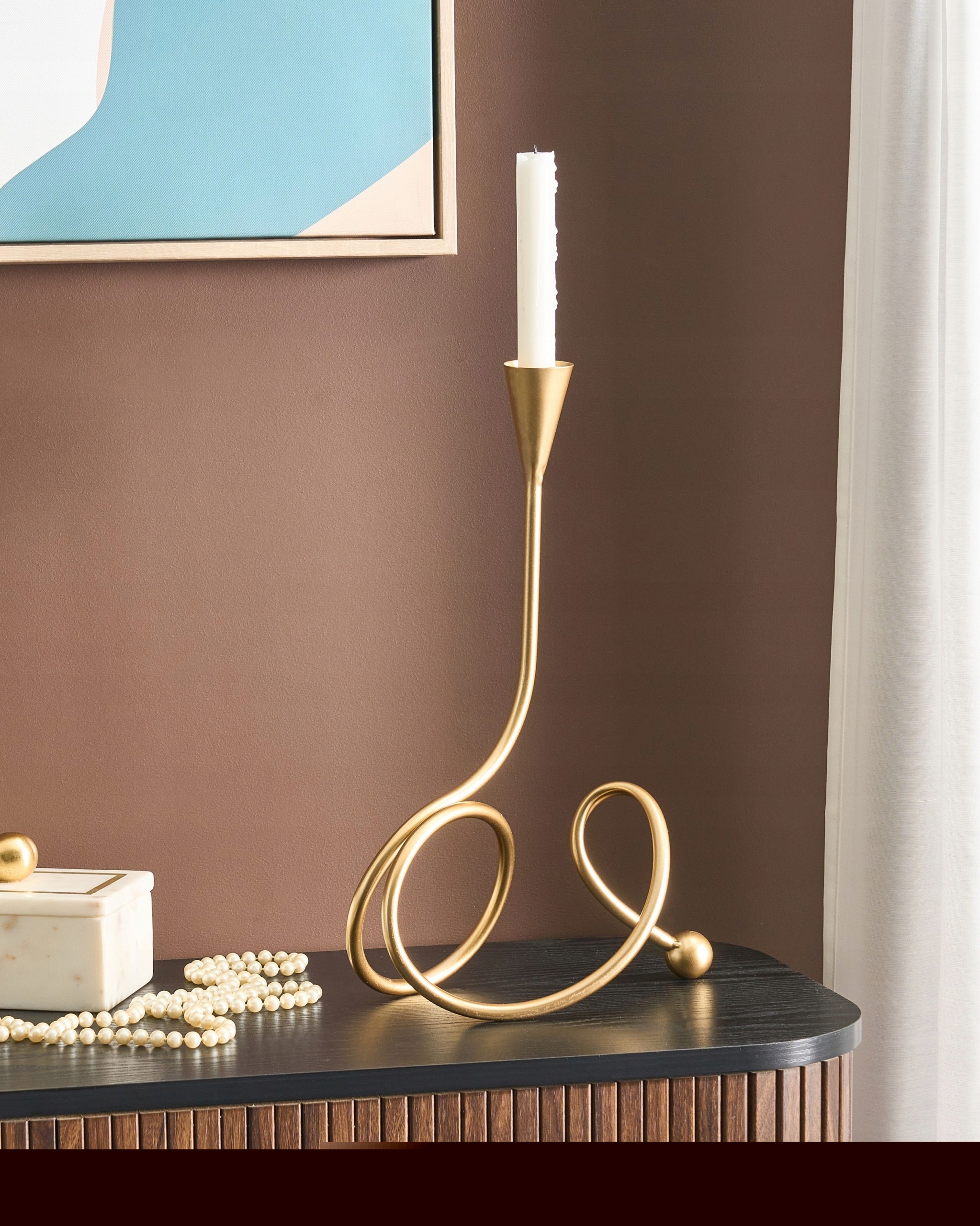 Świecznik AROUCA Metal 40 cm Złoty – Elegancja w Twoim wnętrzu