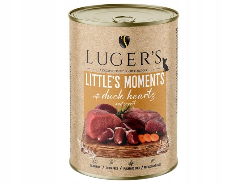 Karma mokra dla psów małych ras Luger's Little's Moments z sercami z kaczki i marchewką 400 g – Pyszna uczta dla Twojego pupila