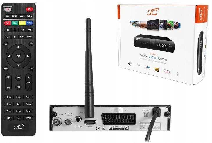 Tuner DVB-T-2 z funkcją WiFi z pilotem