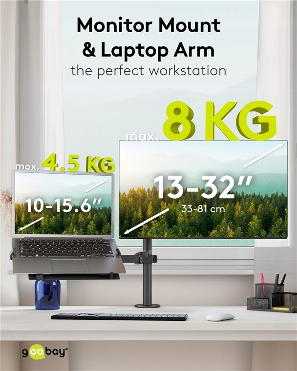Uchwyt do monitora z ramieniem na laptopa Flex, czarny – rozwiązanie dla Twojego biura