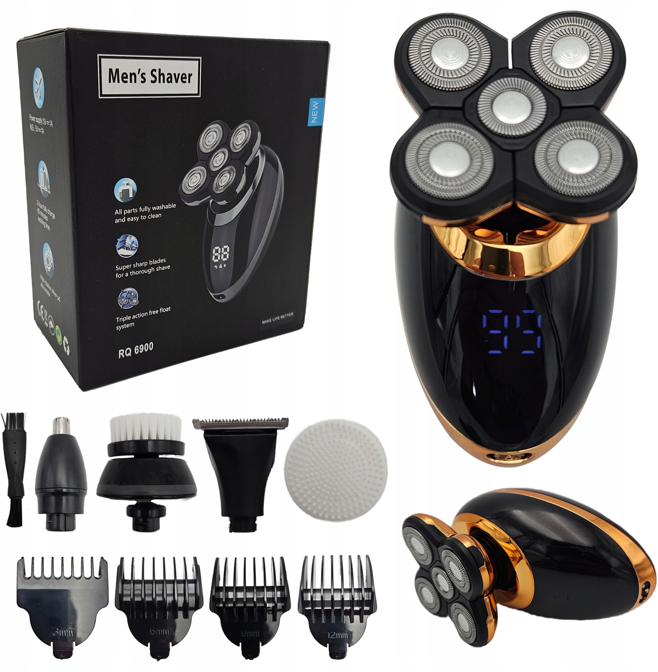 Golarka Męska Maszynka Do Golenia i Włosów Trymer Do Nosa Brody i Głowy LCD – Komfort i Precyzja w Codziennej Pielęgnacji