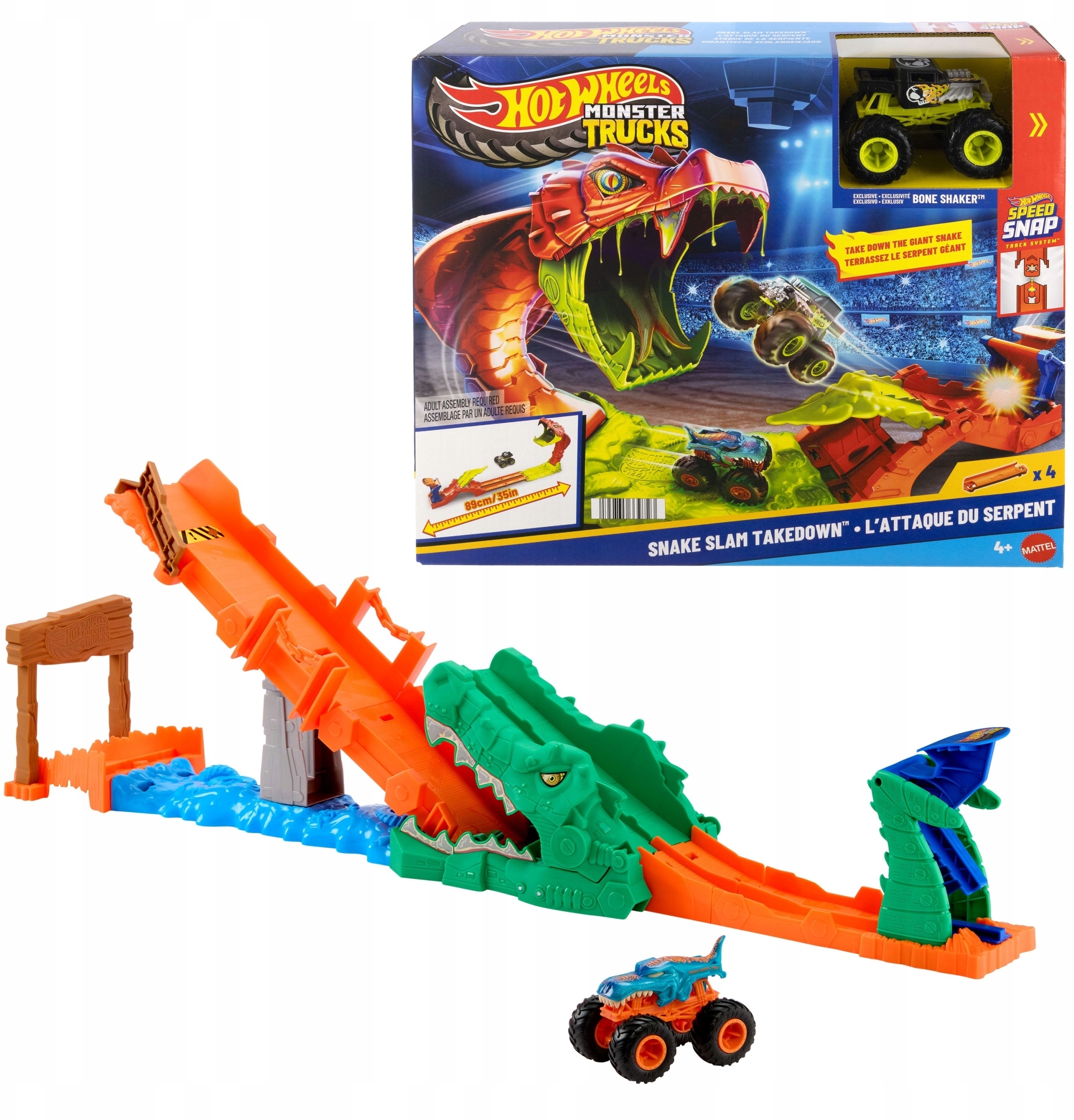 Hot Wheels Monster Trucks Rajdowe wyzwanie – Tor Paszcza Krokodyla Zestaw (JJN45) – Ekscytująca zabawa dla dzieci