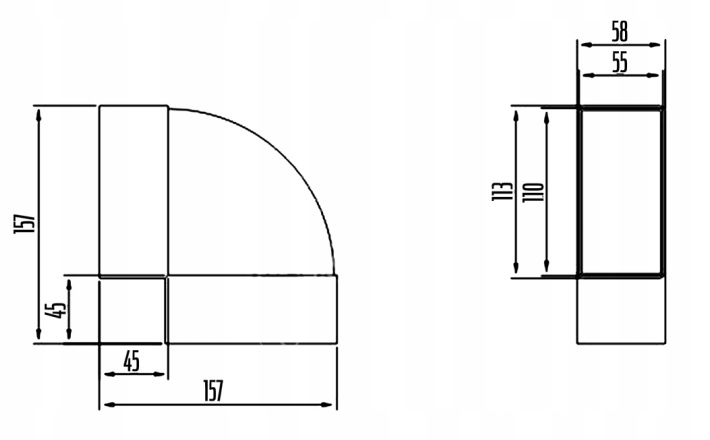 Perfekcyjne dopasowanie do kanałów wentylacyjnych 110x55 mm