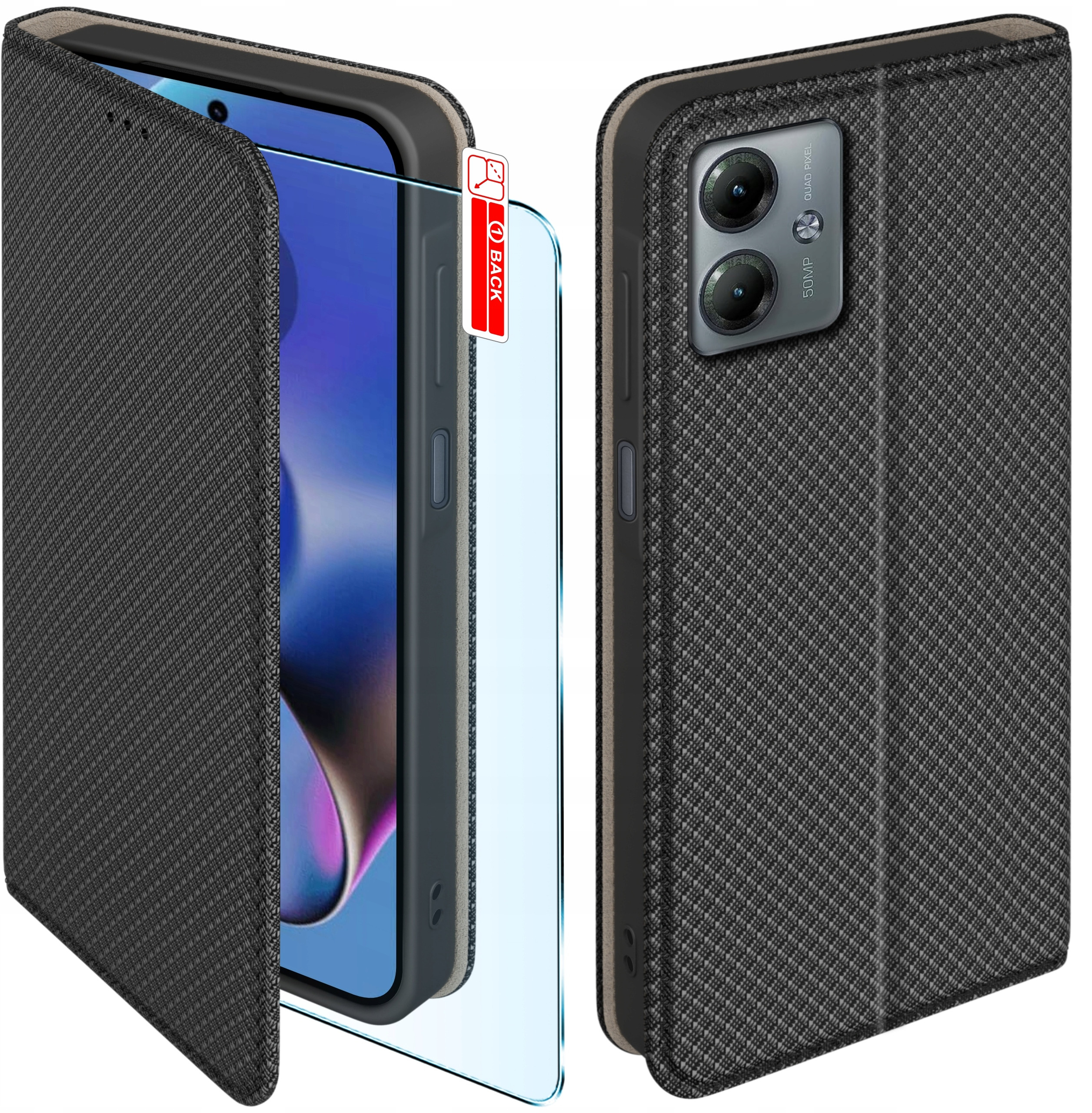 Etui Motorola Moto G54 5G | Power Edition SMART MAGNET CASE PORTFEL + SZKŁO 9H – Ochrona i styl w jednym