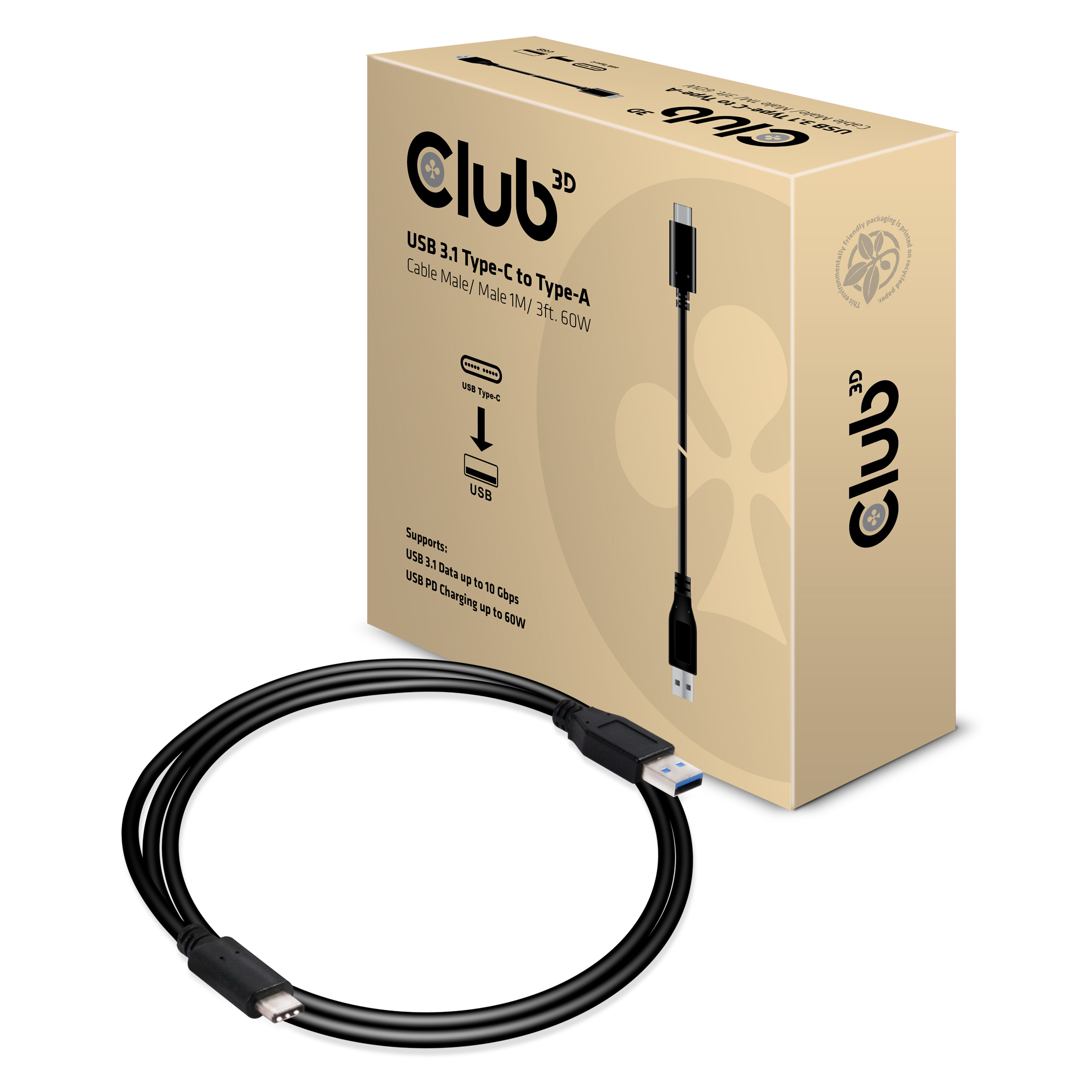 Kabel USB-A - USB-C 1 m Czarny (CAC-1523) – Idealne połączenie dla Twoich urządzeń