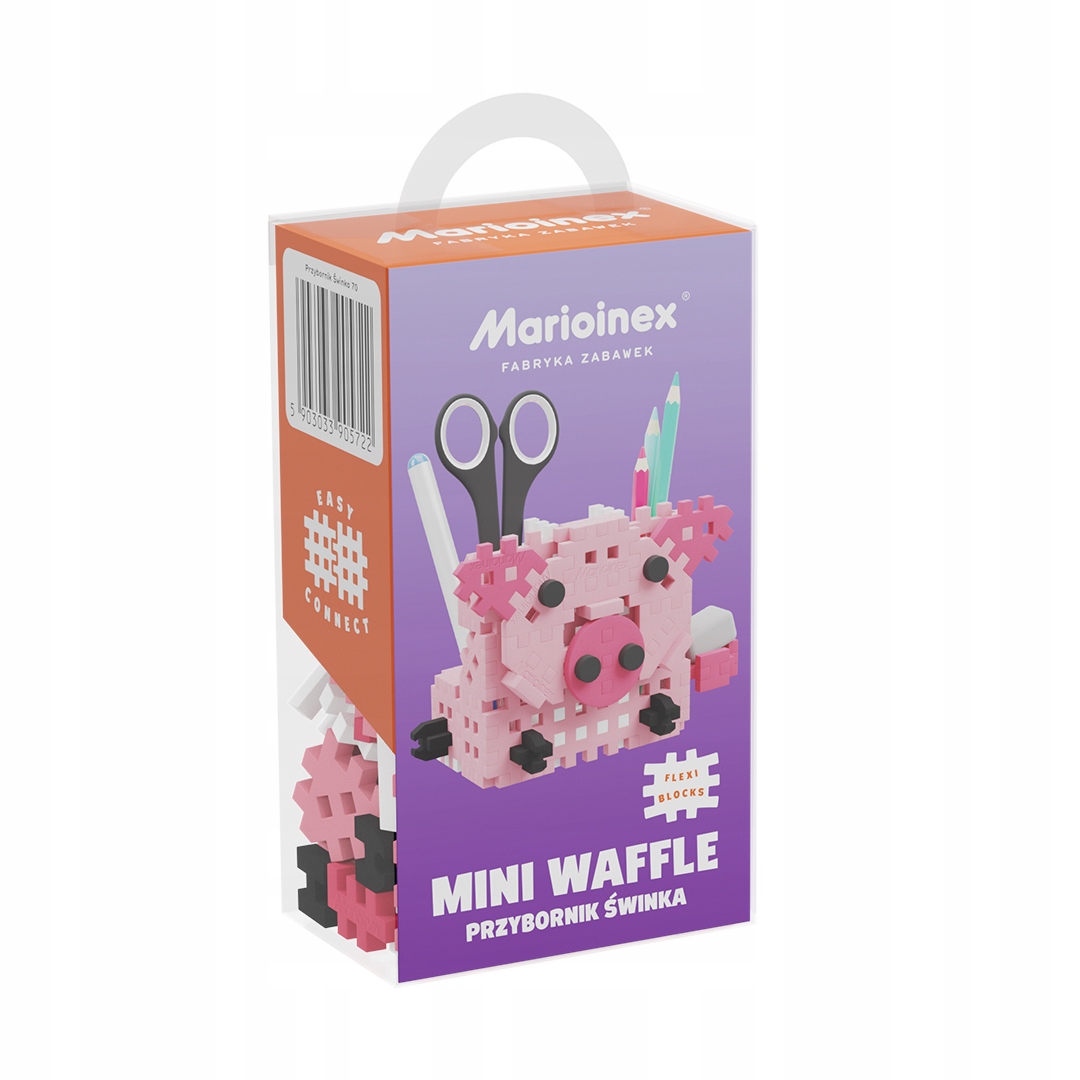 Klocki konstrukcyjne Mini Waffle - Przybornik świnka 70 elementów