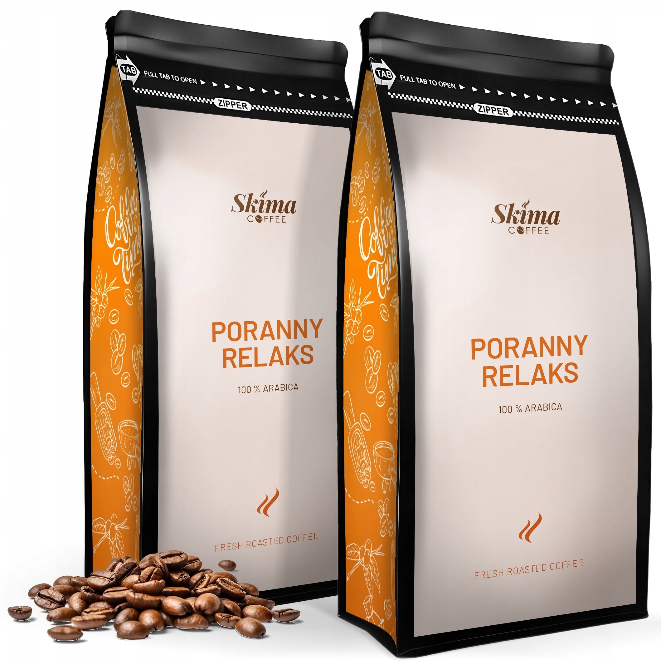 Zestaw Kawa ziarnista 1kgX2 PORANNY RELAKS 100% ARABICA – Świeżo palona kawa do ekspresu