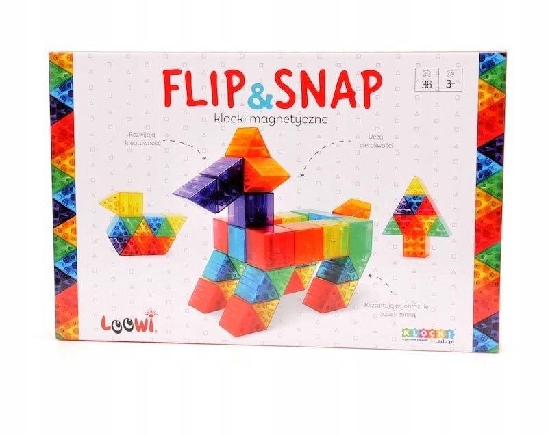 Klocki magnetyczne Flip&Snap 36 el. – Kreatywna zabawa dla małych budowniczych