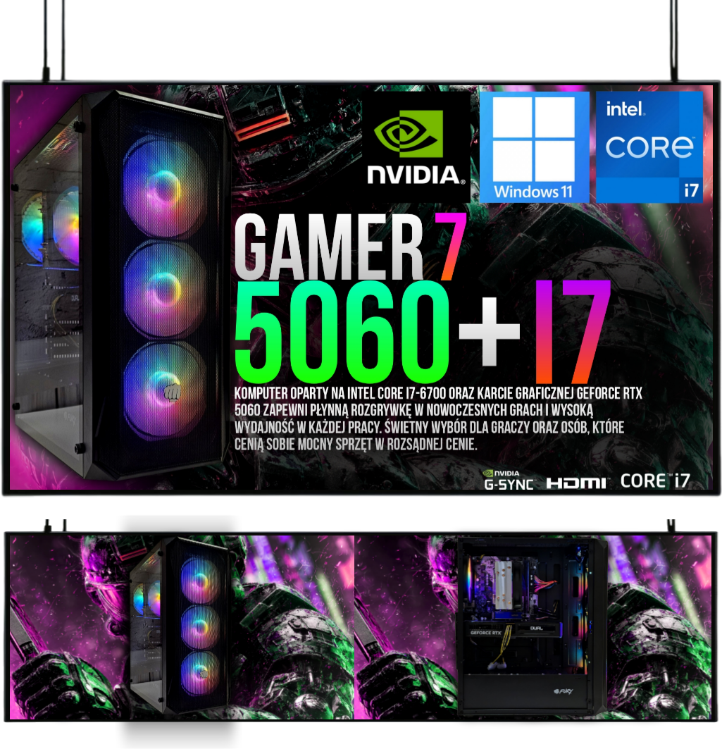 ZESTAW GAMINGOWY I7 32GB RTX 5060 8GB +MONITOR 27 100Hz
