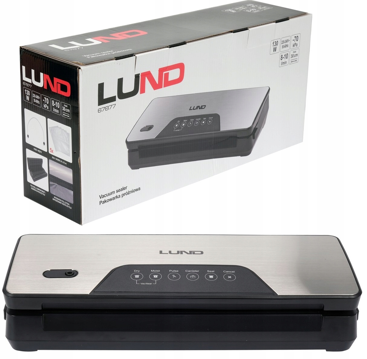 Pakowarka próżniowa Lund 130W, MAX 30CM – Idealne rozwiązanie dla Twojej kuchni