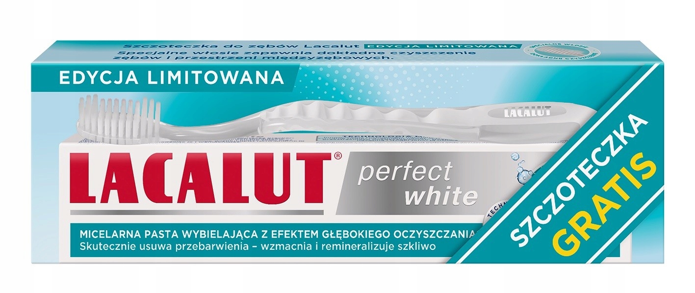 Lacalut Perfect White – Wybielająca pasta do zębów z szczoteczką