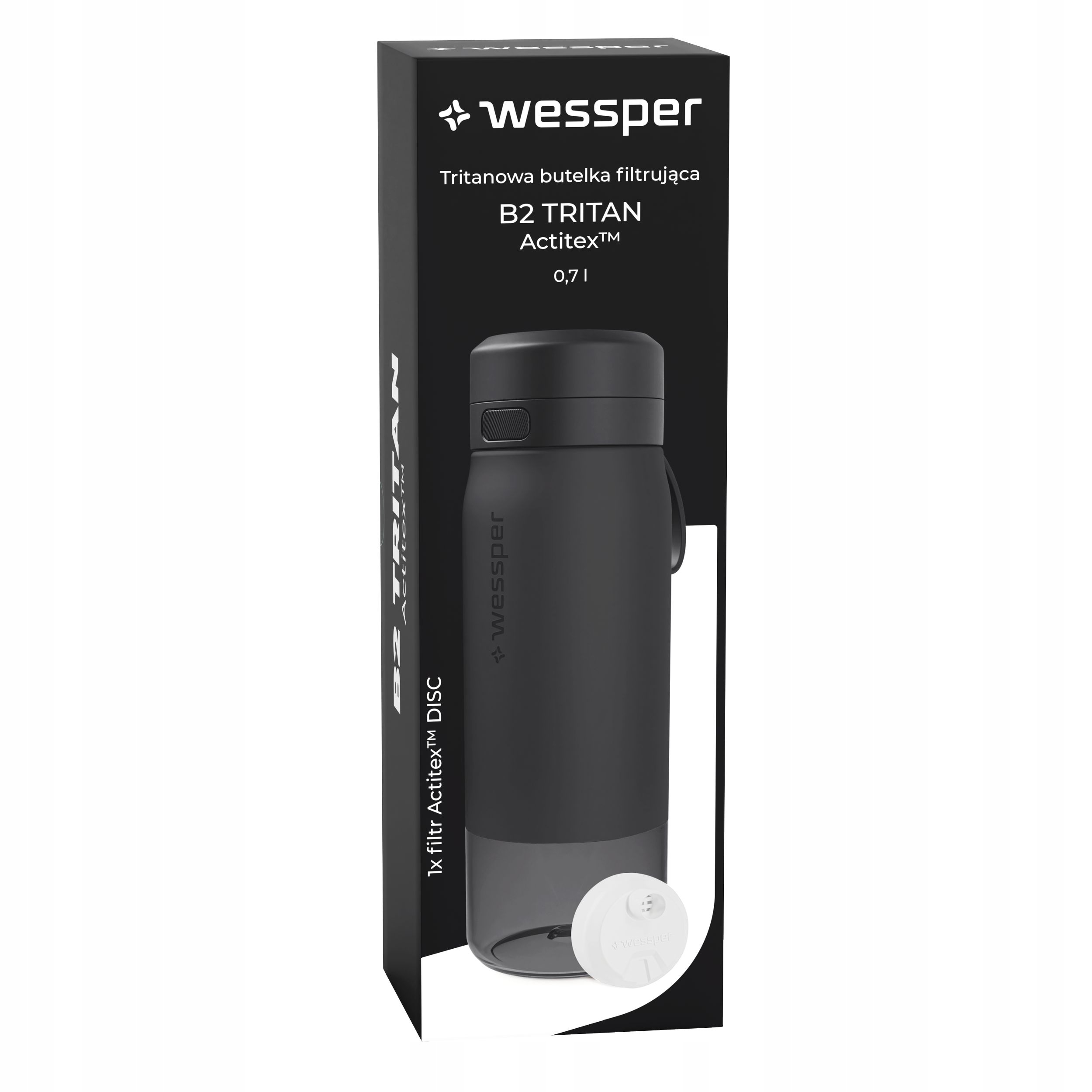 Butelka filtrująca Wessper B2 TRITAN Actitex™ 700ml – Idealna do codziennego nawodnienia