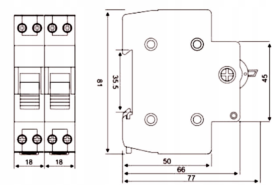Parametry techniczne przełącznika sieć-agregat 2P 40A SPMP2P40
