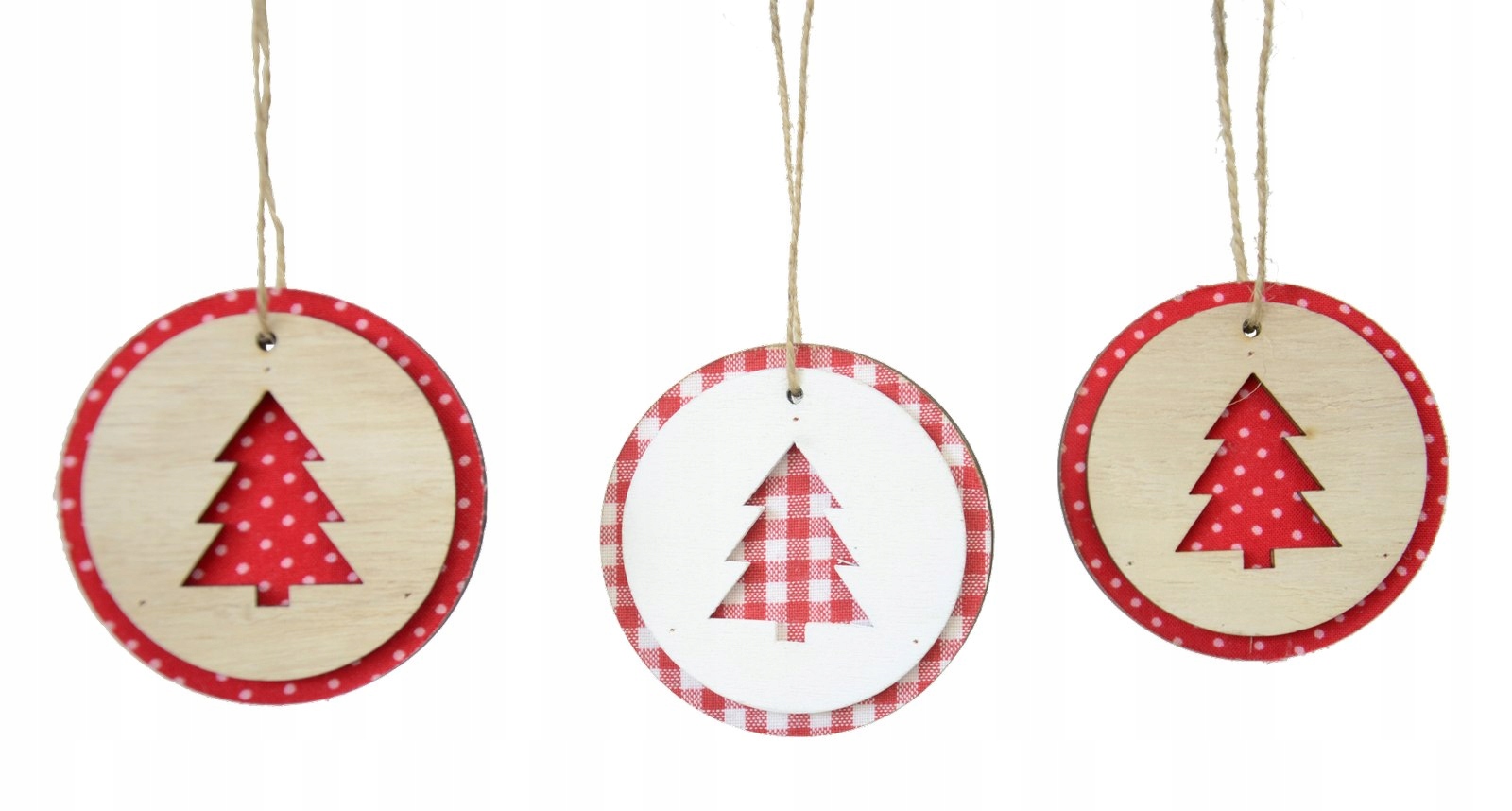 Wisząca drewniana dekoracja – Zestaw zawieszek na choinkę