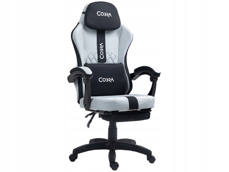 Fotel gamingowy COBRA Player 5.0 CRF55GR Szary z podnóżkiem – Komfort i styl w jednym