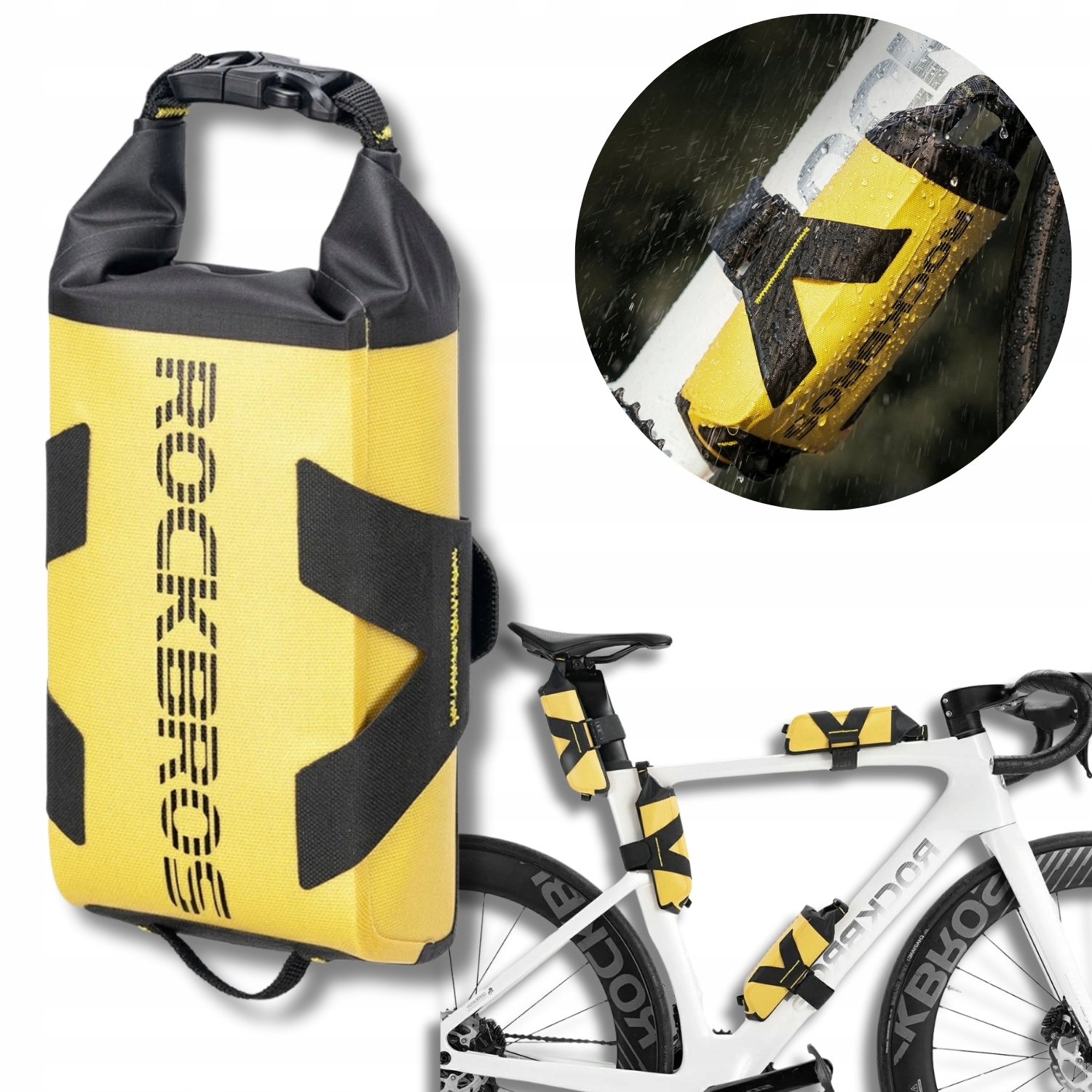 Torba rowerowa AS-161 na dolną rurę wodoodporna 1 l - żółta