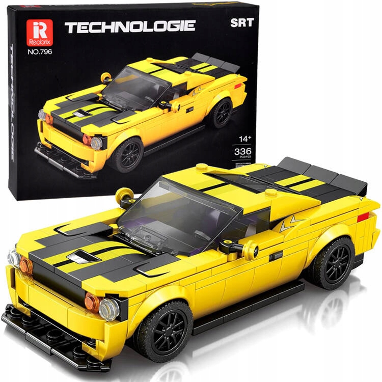 Jokomisiada Klocki techniczne 336-elementów + naklejki Żółte Sportowe Auto ZA5260 – Idealny zestaw dla małych konstruktorów