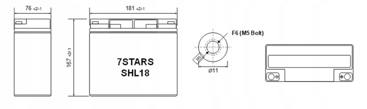 Waga i wymiary akumulatora 12V/18AH-7STARS
