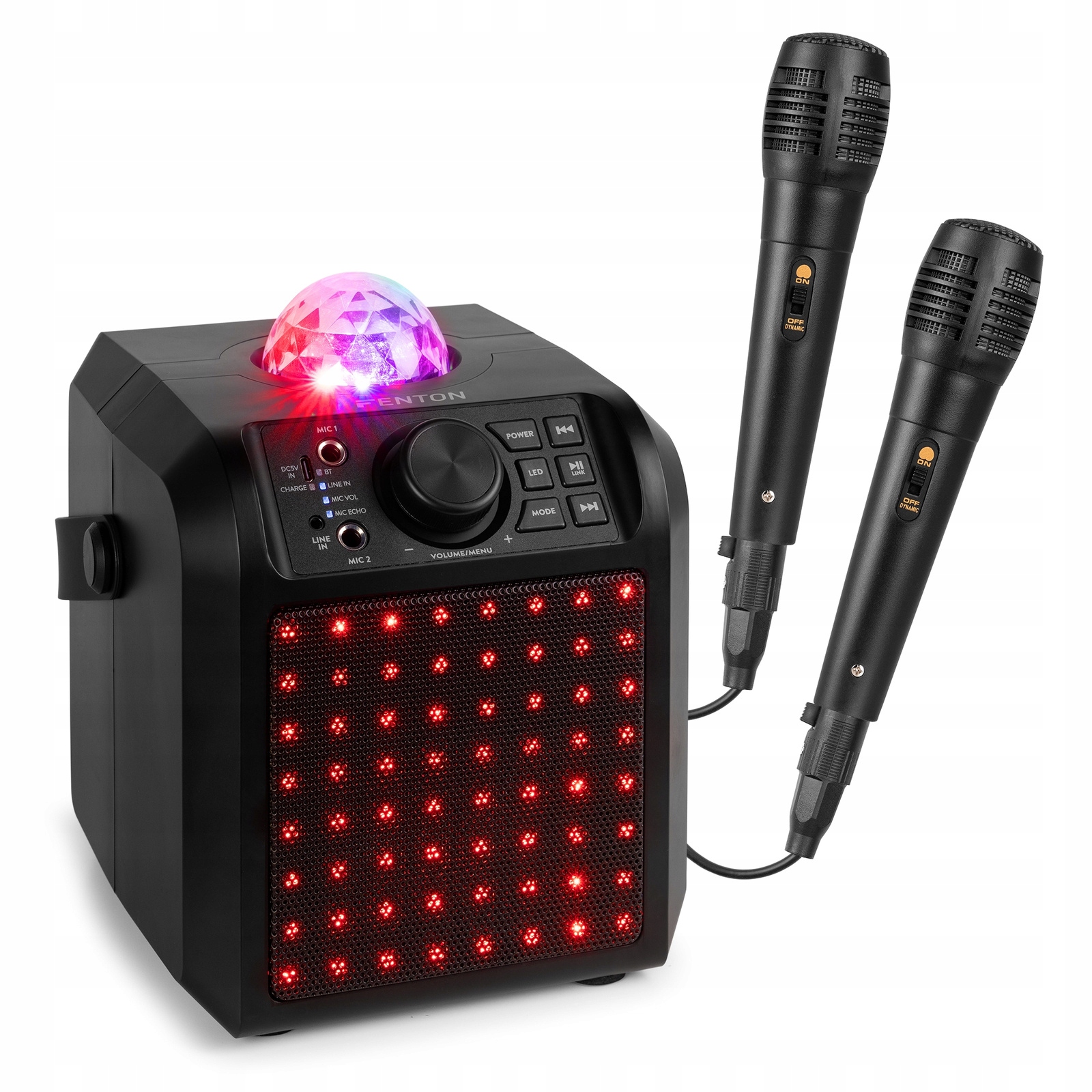Głośnik Karaoke z półkulą LED mikrofony KAR55B Fenton – Idealny na każdą imprezę