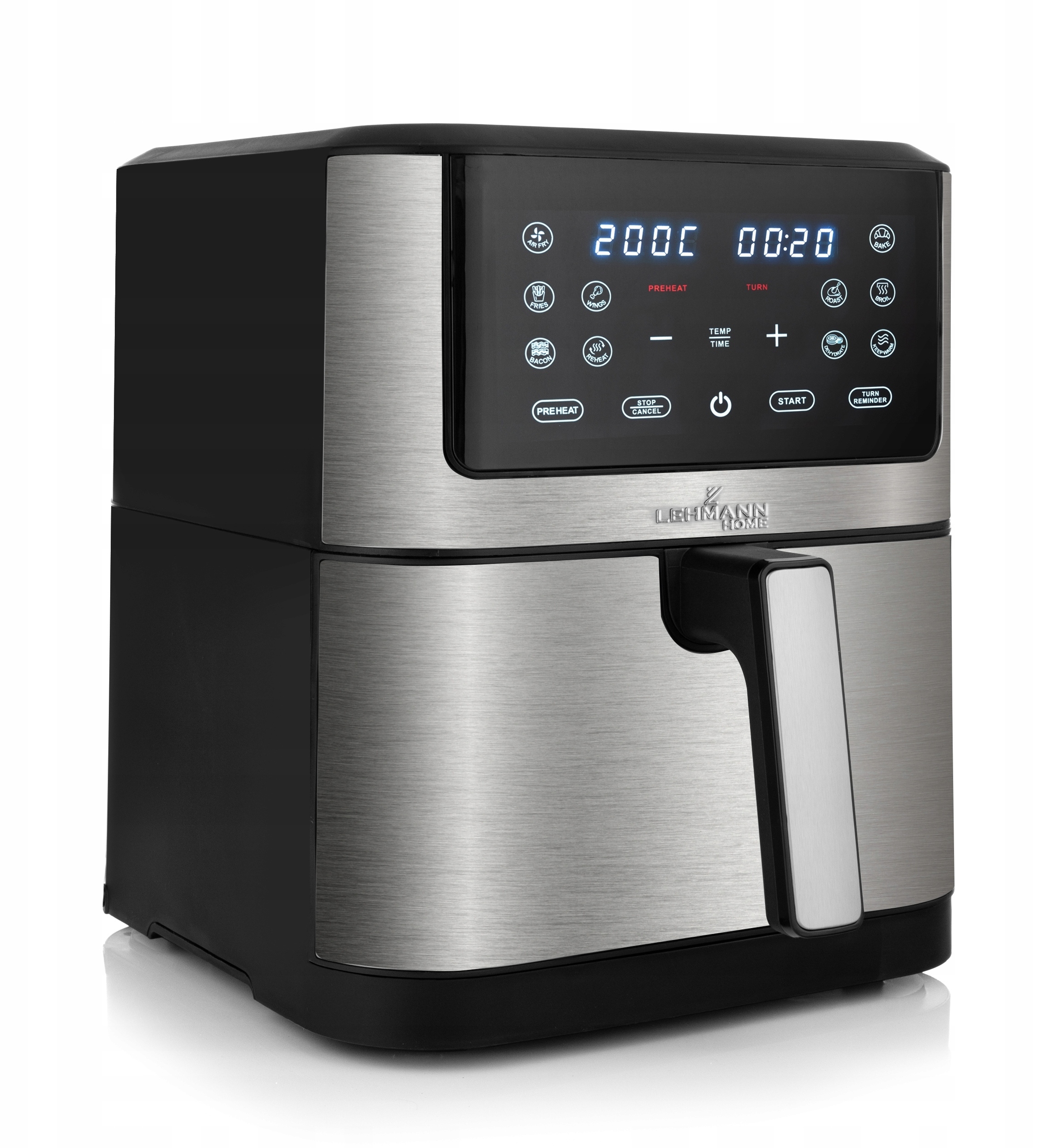 FRYTKOWNICA BEZTŁUSZCZOWA AIR FRYER FRYTOWNICA DUŻA 8L MISA 12 PROGRAMÓW XL Głębokość produktu 37.6 cm