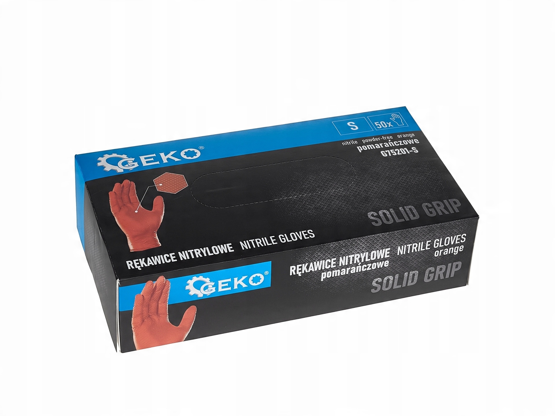 Rękawice nitrylowe SOLID GRIP 50szt. r. S pomarańczowe – Wytrzymałość i komfort w jednym