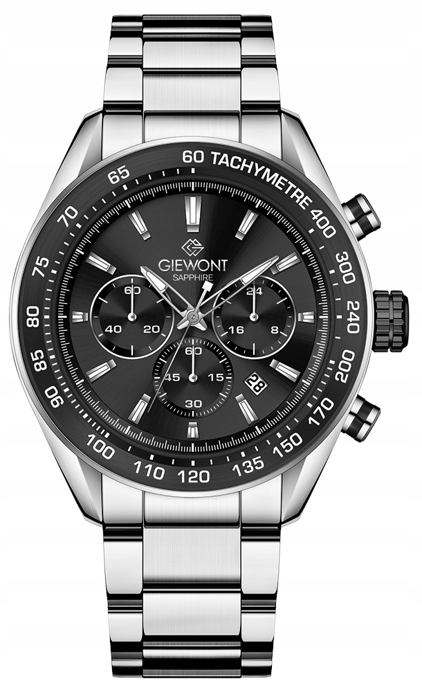 Zegarek Męski Giewont Chronograph Sapphire Srebrno Czarny GW9580-B1 – Elegancja i funkcjonalność w jednym