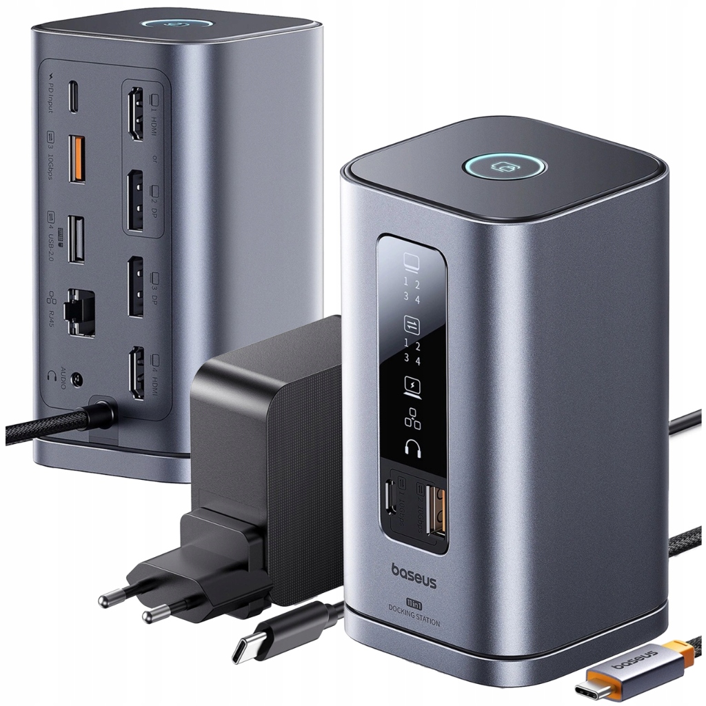 HUB Stacja dokująca 11w1 USB-C HDMI DP USB-A USB-C RJ45 PD mini jack 3.5mm – Kompaktowe rozwiązanie dla Twojego biura