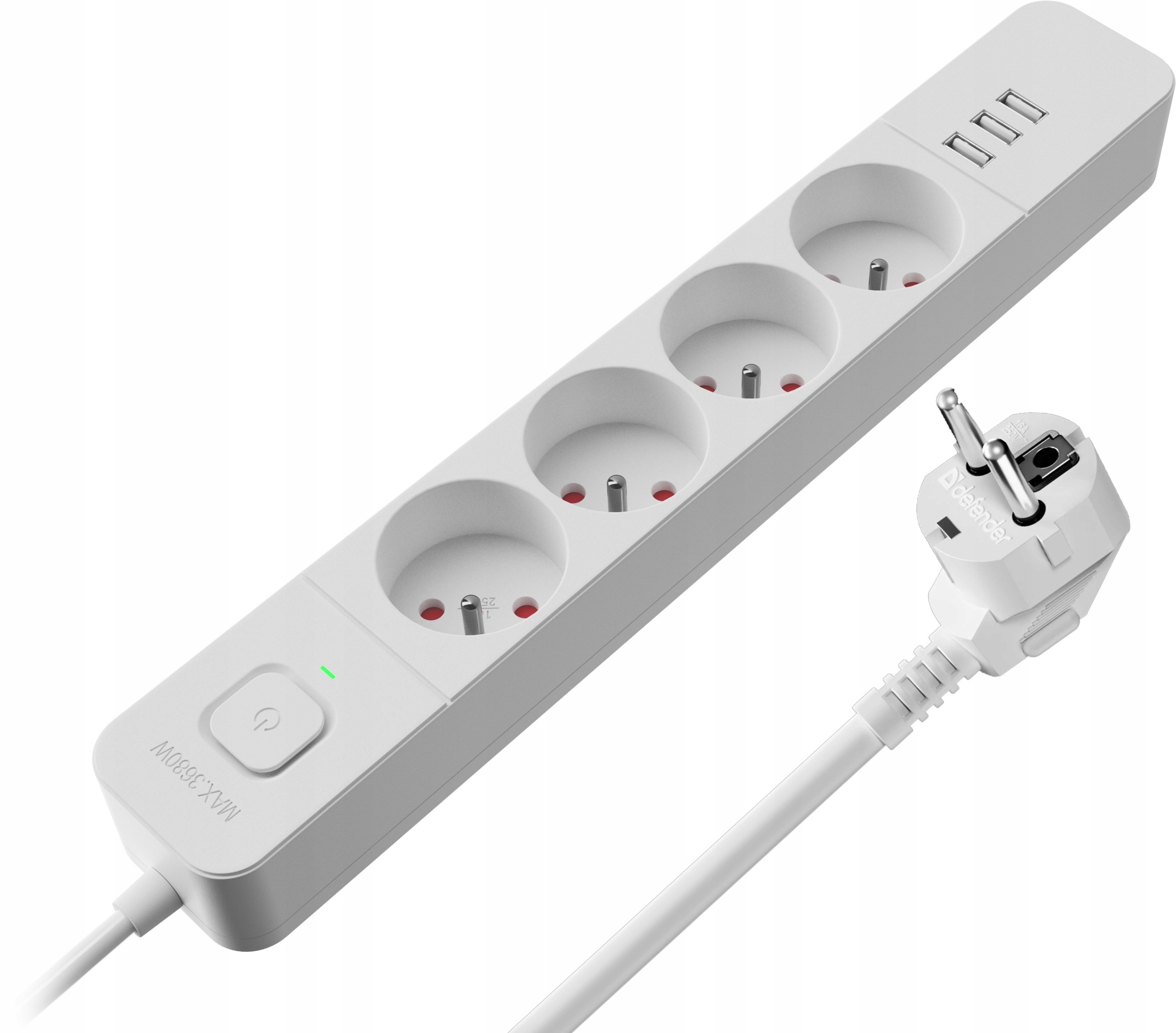 Ergonomiczna wtyczka zasilająca i podświetlany włącznik