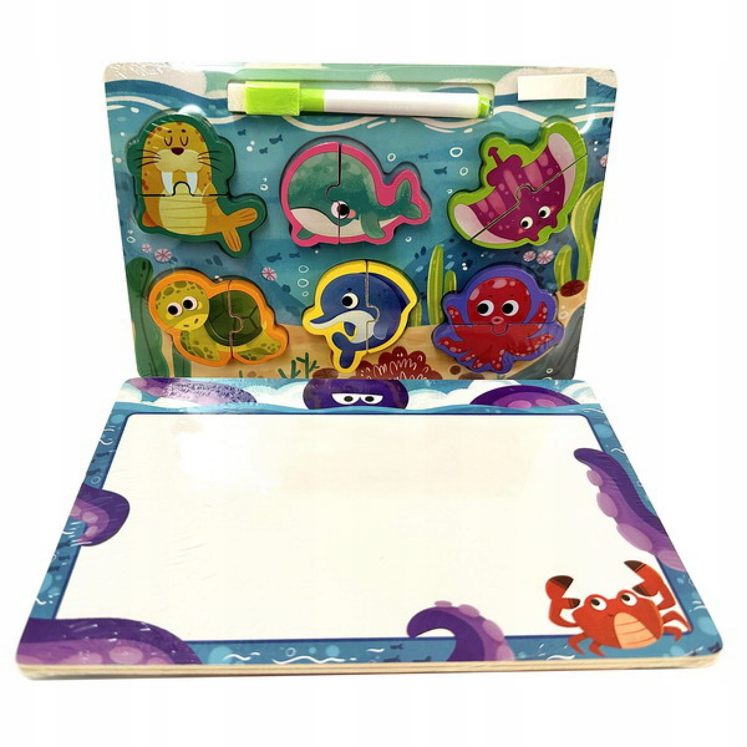Drewniana Tablica + Puzzle Ocean – Kreatywna zabawa dla małych odkrywców