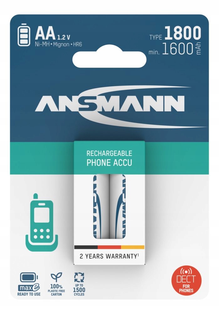Akumulatory Ansmann Dect NiMH AA/R6 typ 1800 – Wydajność i niezawodność dla Twoich urządzeń