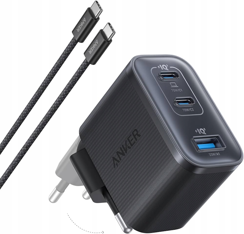 Anker Nano Charger 70W – Wydajna ładowarka z 3 portami