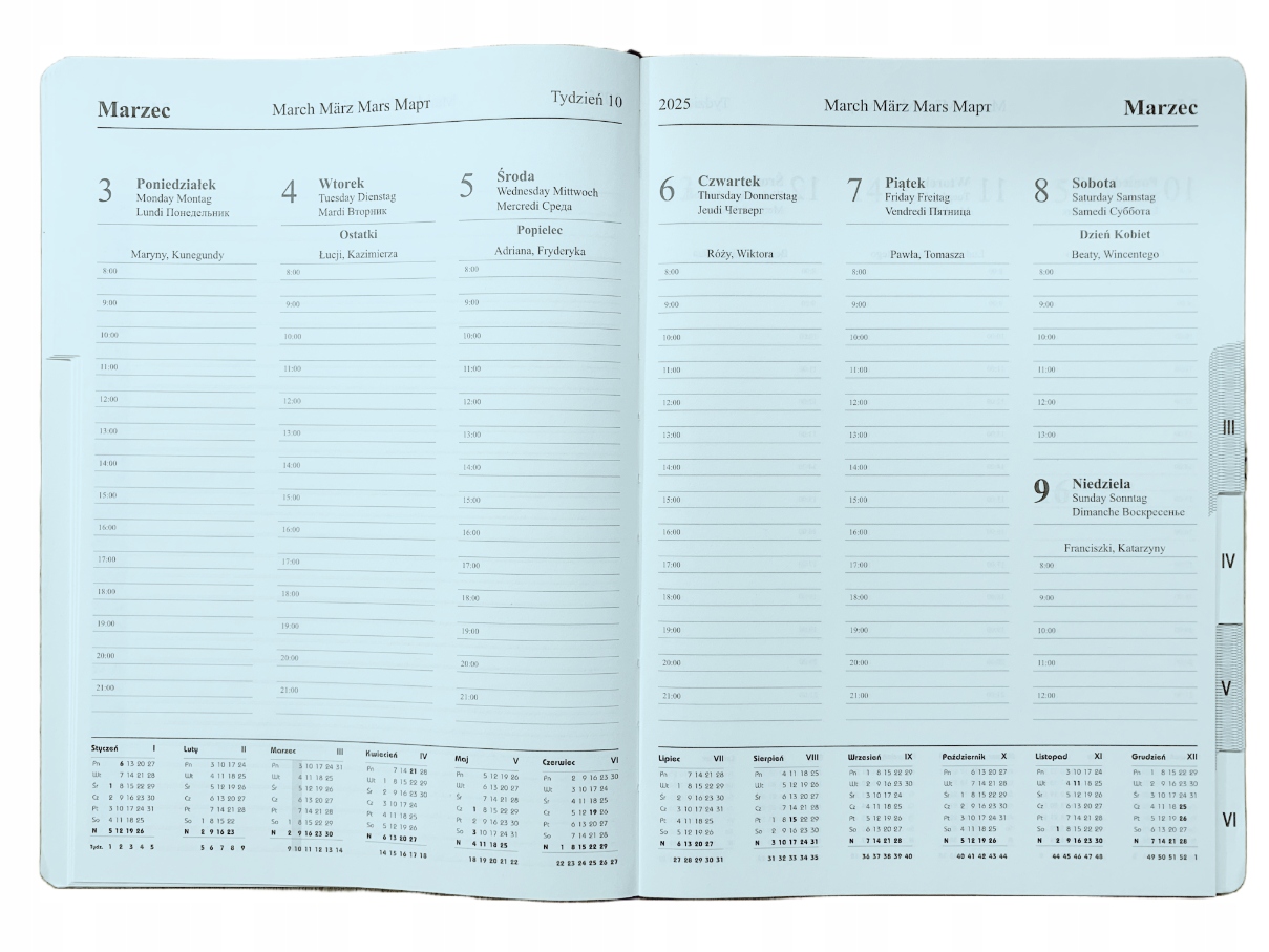 Wymienny wkład z 162 stronami i tygodniowym układem