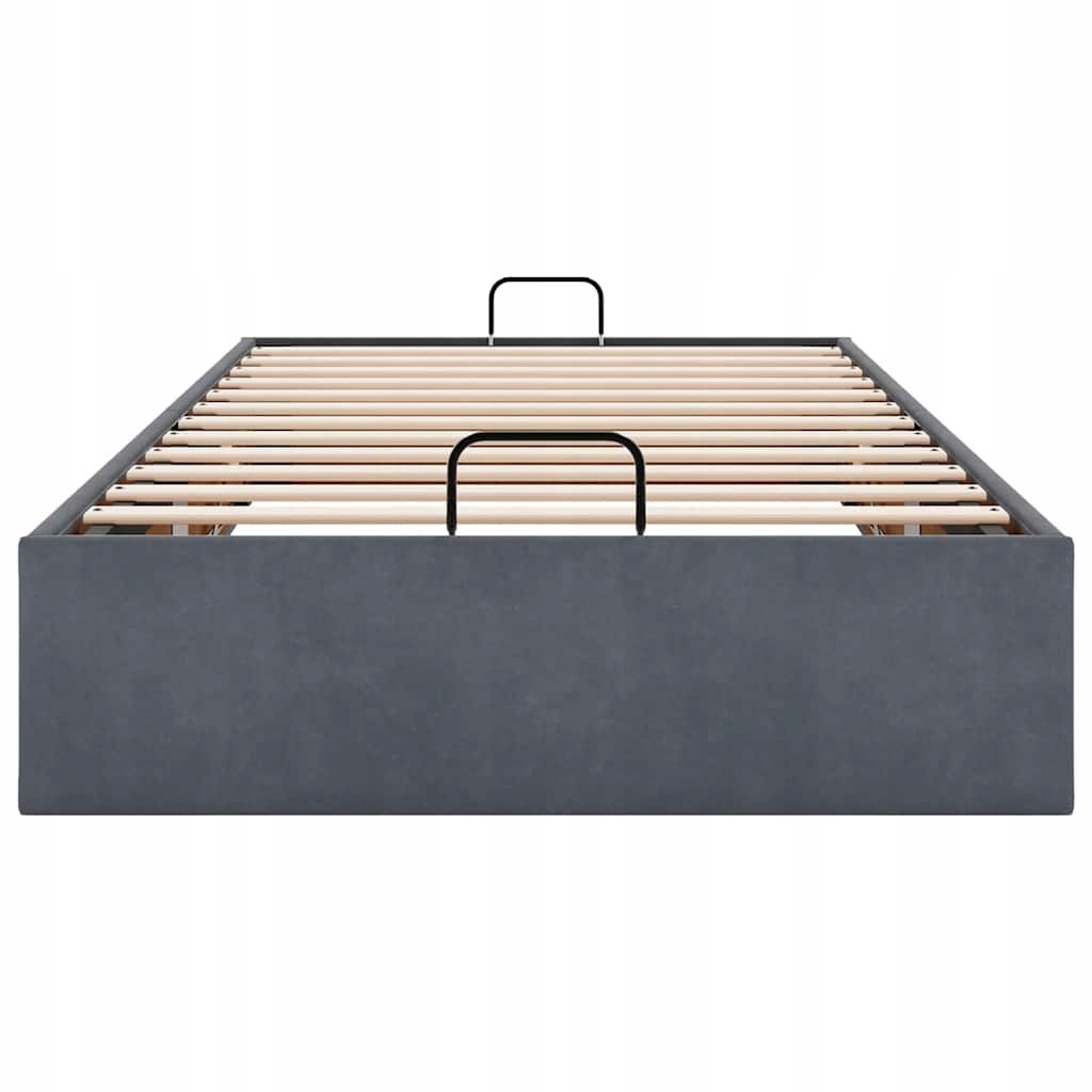 Rama łóżka otomana bez materaca, szara, 80x200 cm, aksamit – Nowoczesny styl i funkcjonalność