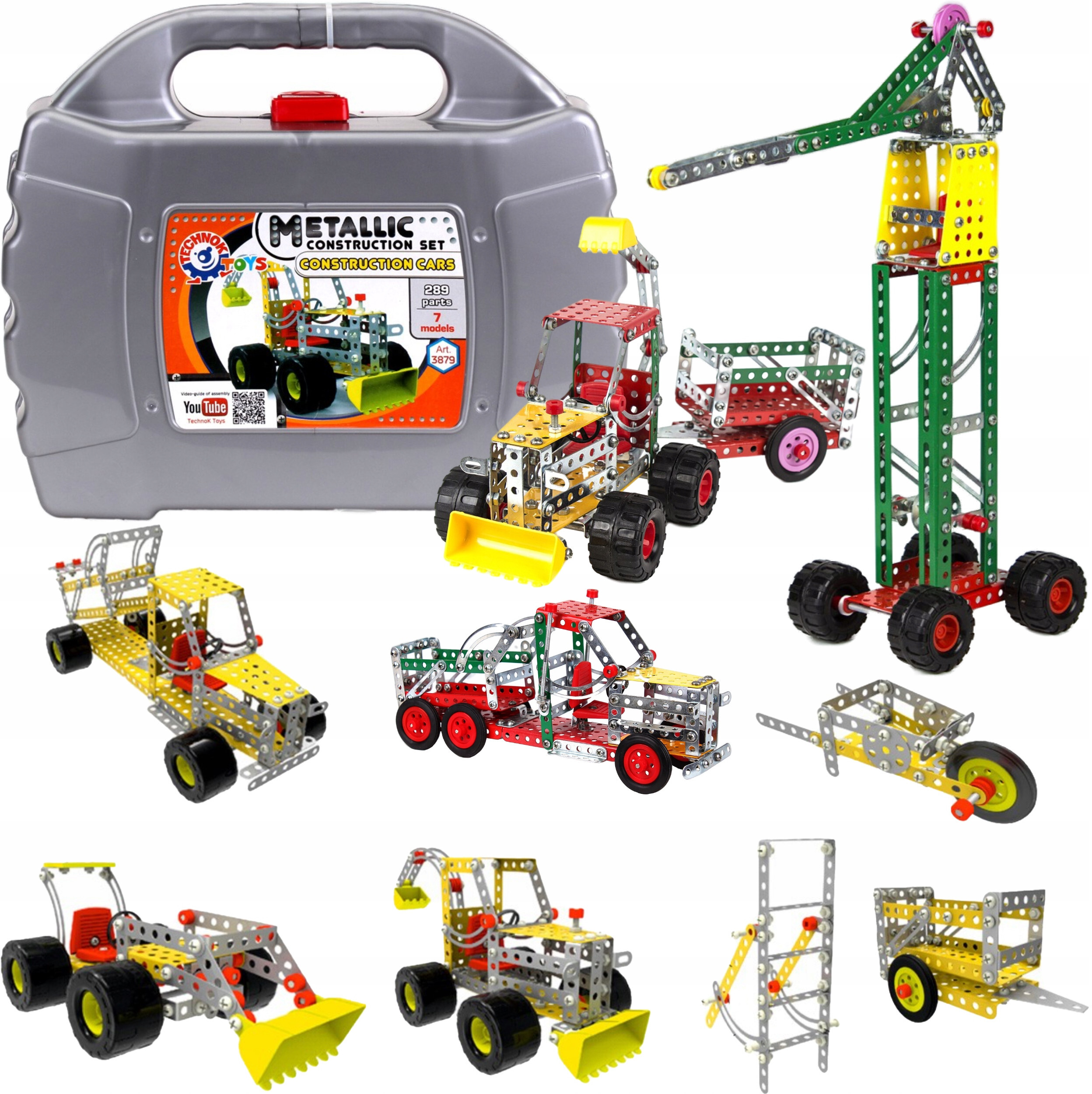 Technok Klocki konstrukcyjne metalowe Pojazdy budowlane 289el. 3879 – Kreatywna zabawa dla małych inżynierów
