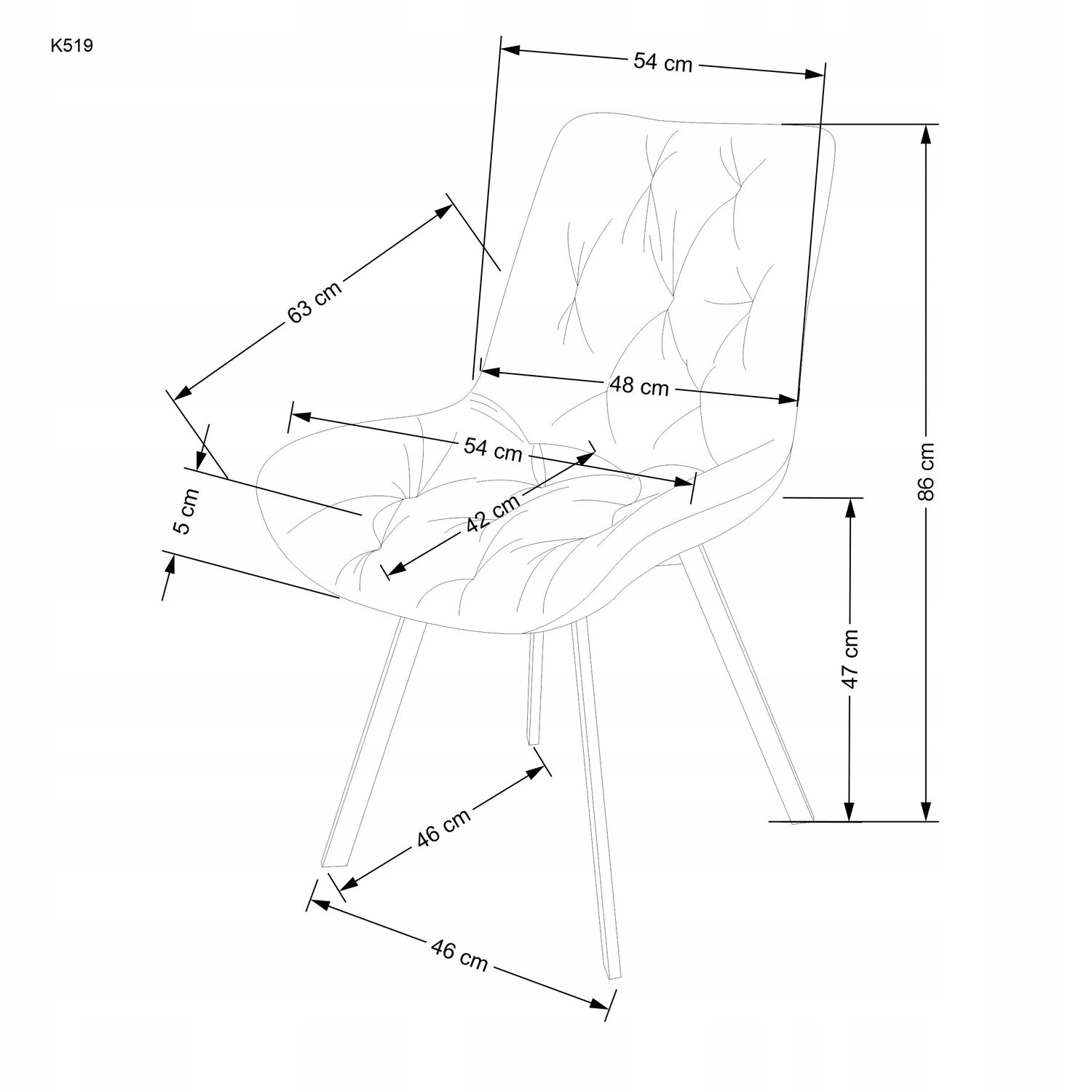Wymiary i ergonomia krzesła K519