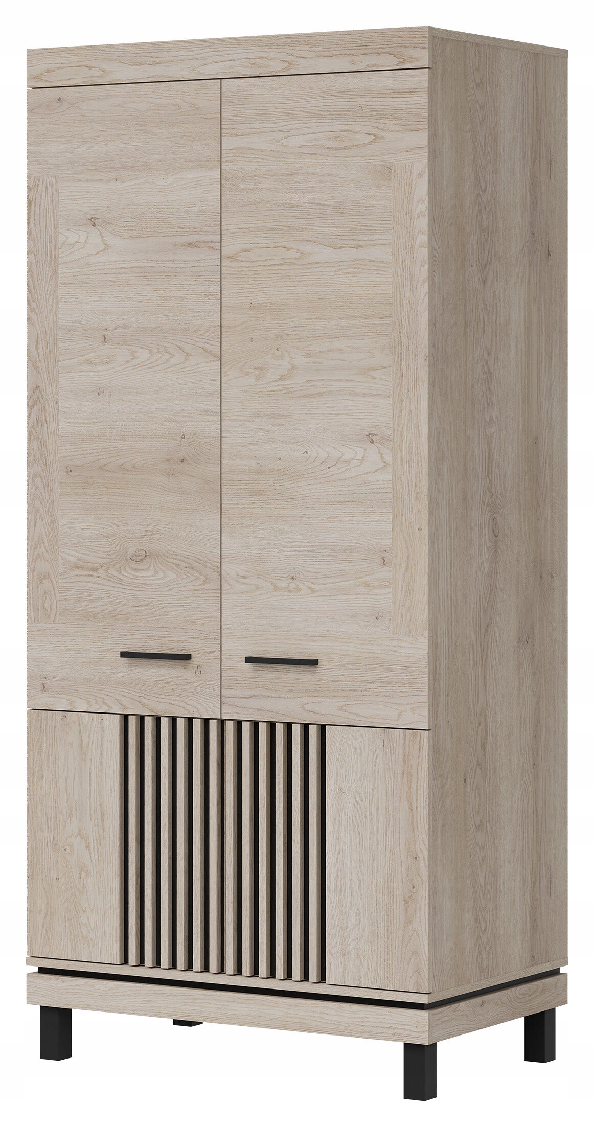 Szafa pokojowa na ubrania wąska Garderoba 90 cm Dąb Lamele Loft MATI MI10 – Stylowy element Twojego wnętrza