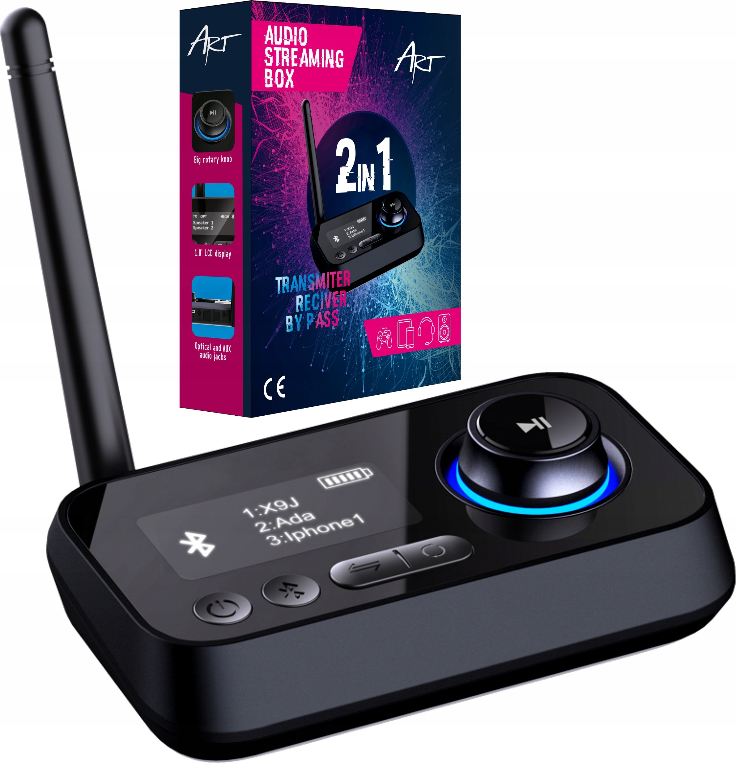 Transmiter FM Art AUDIO AUX/OPT TRANSMITTER z funkcją Bluetooth LCD BT-17 – Twoje audio w nowym wymiarze