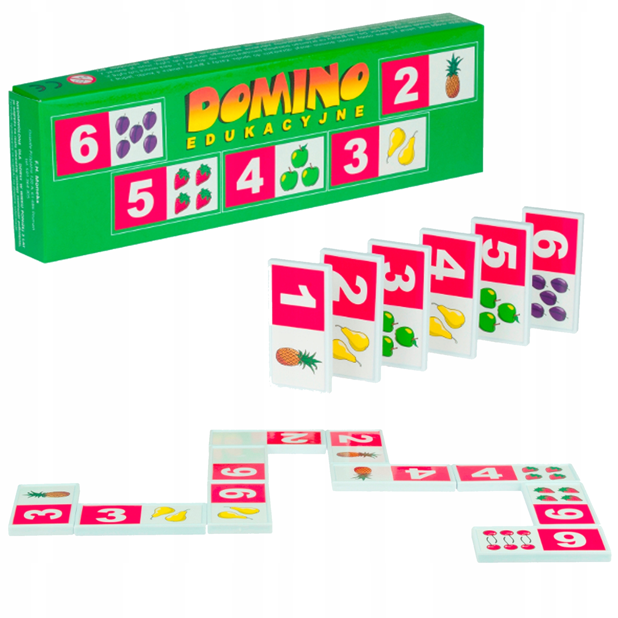 Domino edukacyjne liczby i owoce 3+ Swede – Klasyczna gra dla najmłodszych