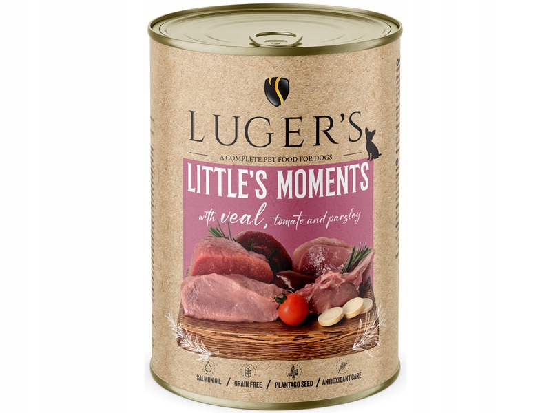 Karma mokra dla psów małych ras Luger's Little's Moments z cielęciną, pomidorem i pietruszką 400 g – Idealny wybór dla Twojego pupila